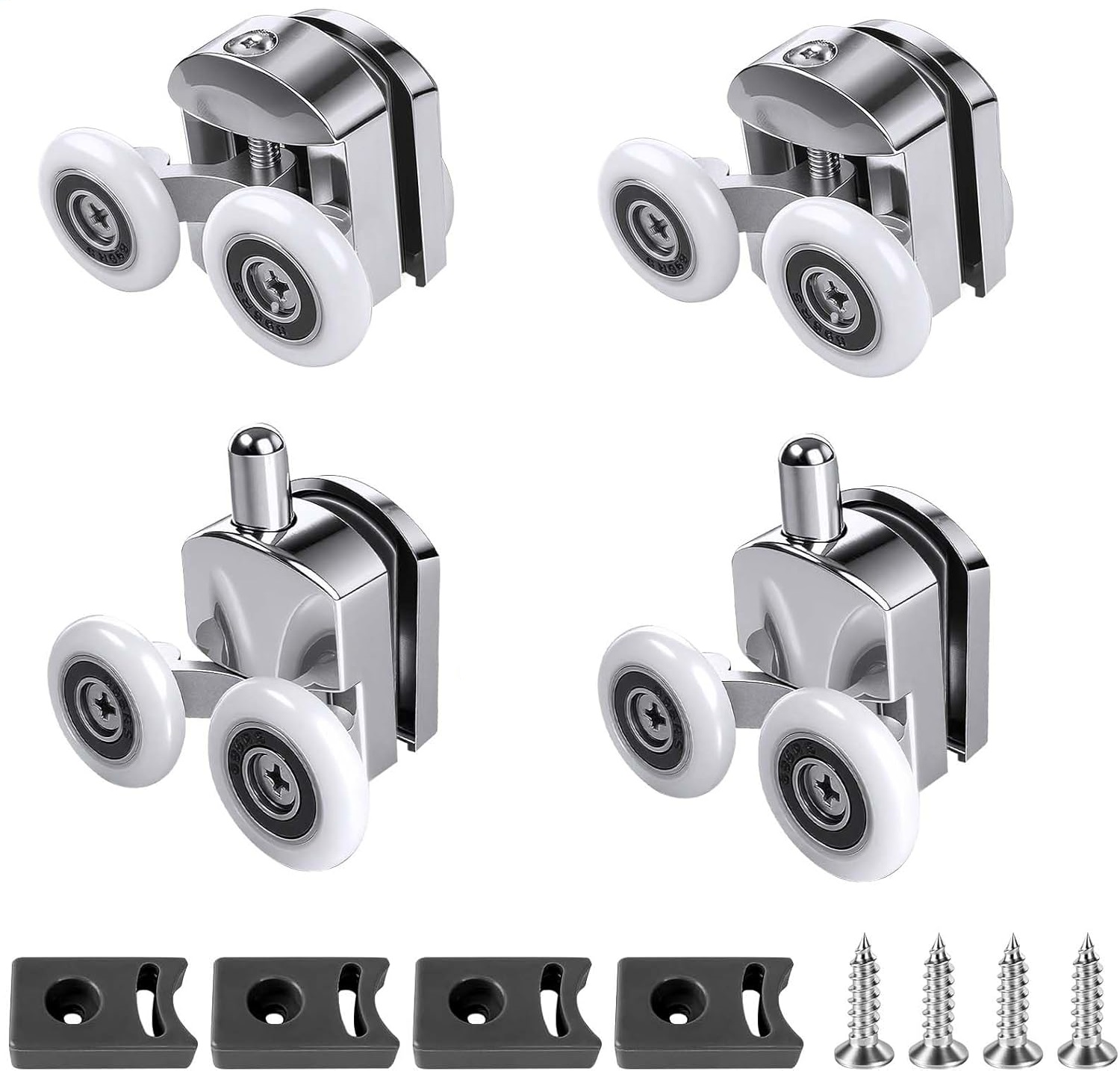 Set Mit 4 Duschkabinenrollen, 23 Mm, Mit Antikollisionsblock Und Schrauben, Duschkabinenzubehör Für Schiebetüren