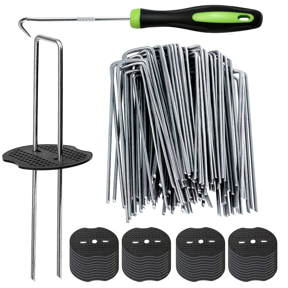 Set Mit 101 U-förmigen Gartenpfählen Und Kunststoff-befestigungsstücken Mit Haken Und Rohrschellen