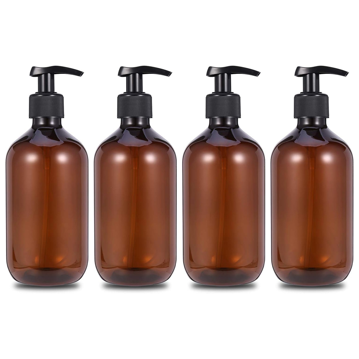 Set Mit 4 Schwarzen, Leeren, Nachfüllbaren 500-ml-pumpspendern Aus Kunststoff Für Handlotion/-gel/-seife