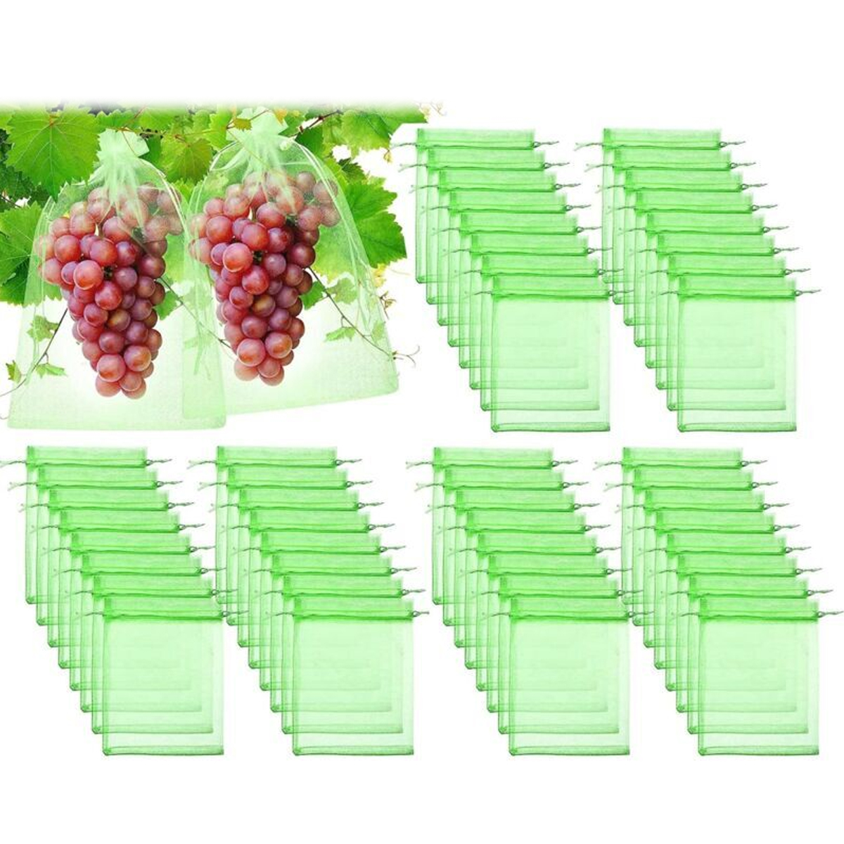 100 Stück Obstschutzbeutel, Traubenschutzbeutel, Garten-organzabeutel Mit Kordelzug, Wespenschutz, 7 X 9 Cm