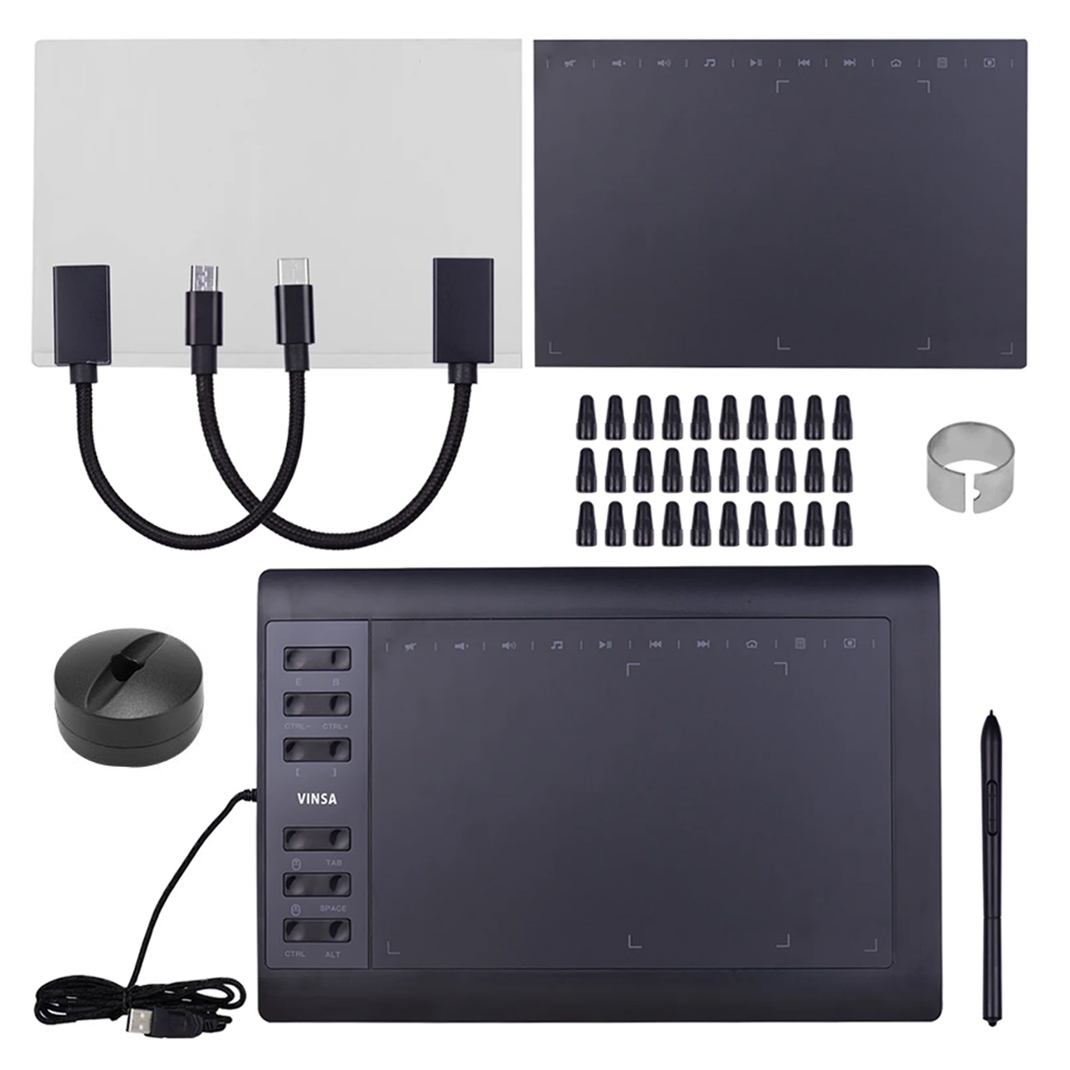 Professionelles 10x6-zoll-grafiktablett, Batterieloser Stift Mit 8192 Druckstufen, 12 Express-tasten, Für Zeichenkurse