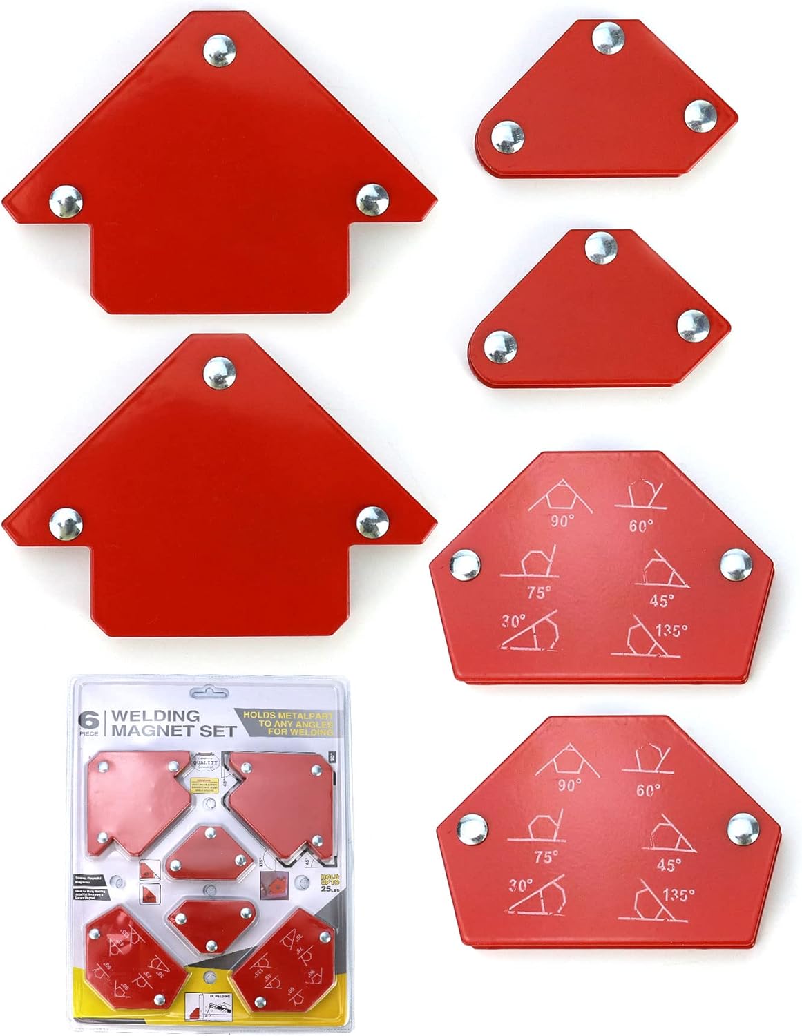 Schweißmagnete, Magnetischer Schweißpositionierer, Schweißwinkel 30°/45°/60°/75°/90°/105°/120°/135°, Haltekraft 6,8 Kg/15 L