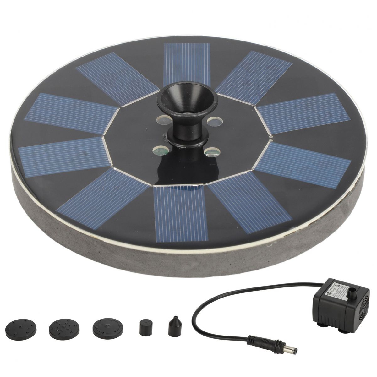 1,4-w-schwimmender Runder Solarbrunnen Mit Beleuchtung Für Schwimmbad, Teich Und Garten (schwarz)