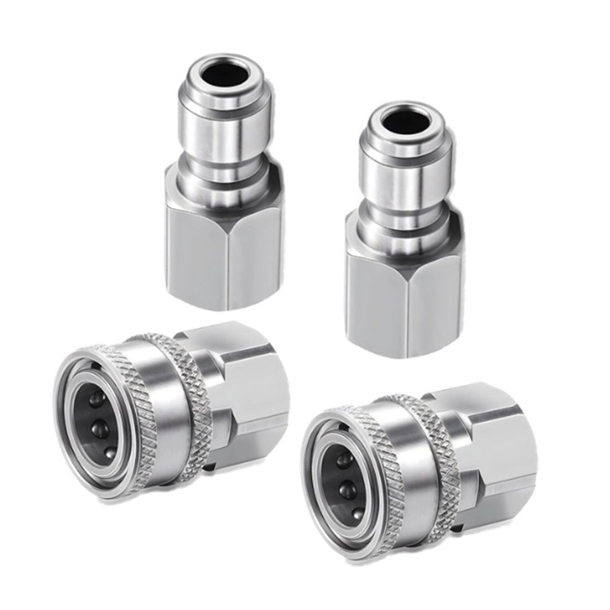 Schnellkupplungsset Aus Edelstahl Für Hochdruckreiniger, 3/8"- Oder 1/4"-adapter, 4er-set, Silberfarben, Außengewinde