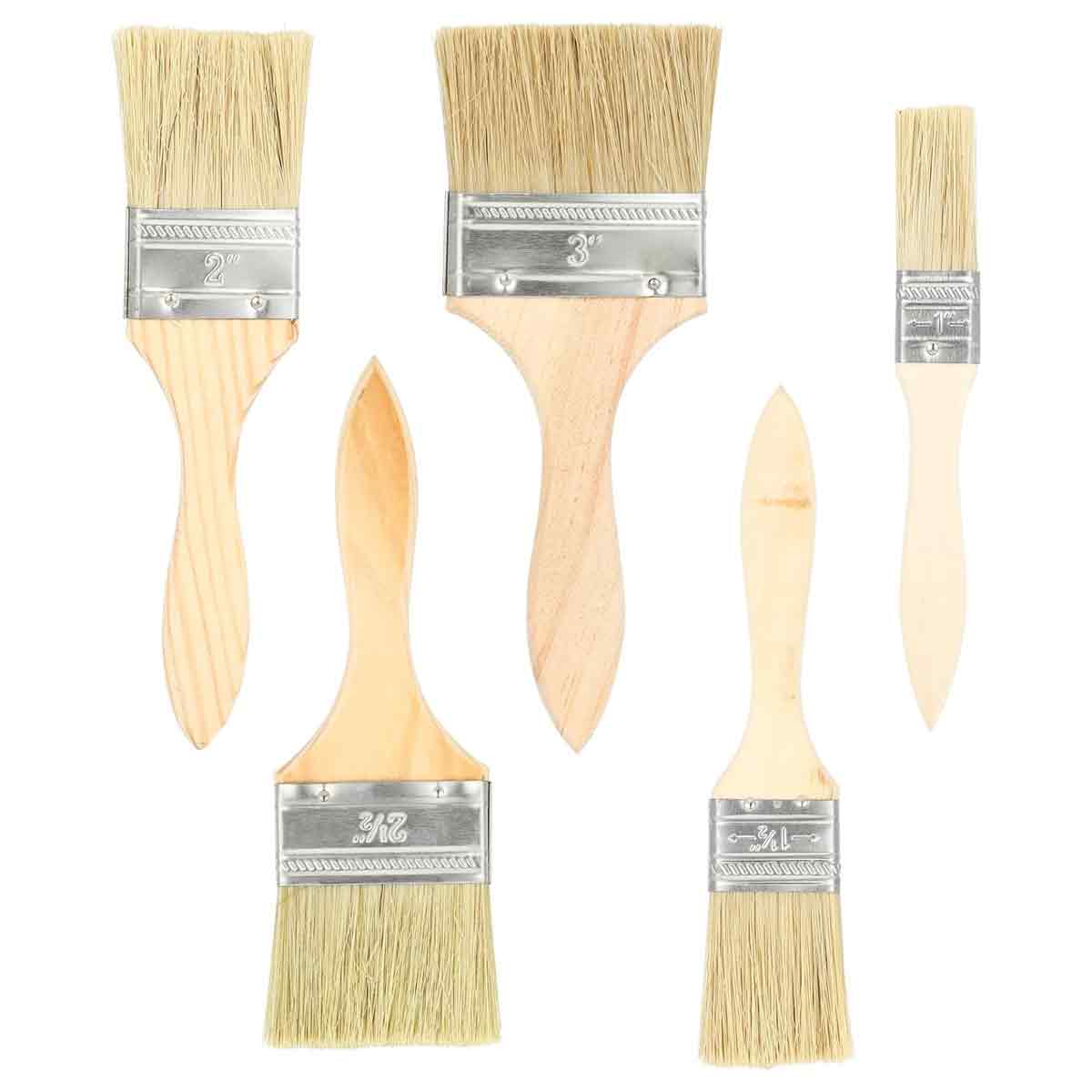 Set Mit 5 Flachpinseln (25/38/50/63/76 Mm), Holzgriff, Für Lack, Klebstoff, Beize, Heimwerkerprojekte Im Innen- Und Außenbereich