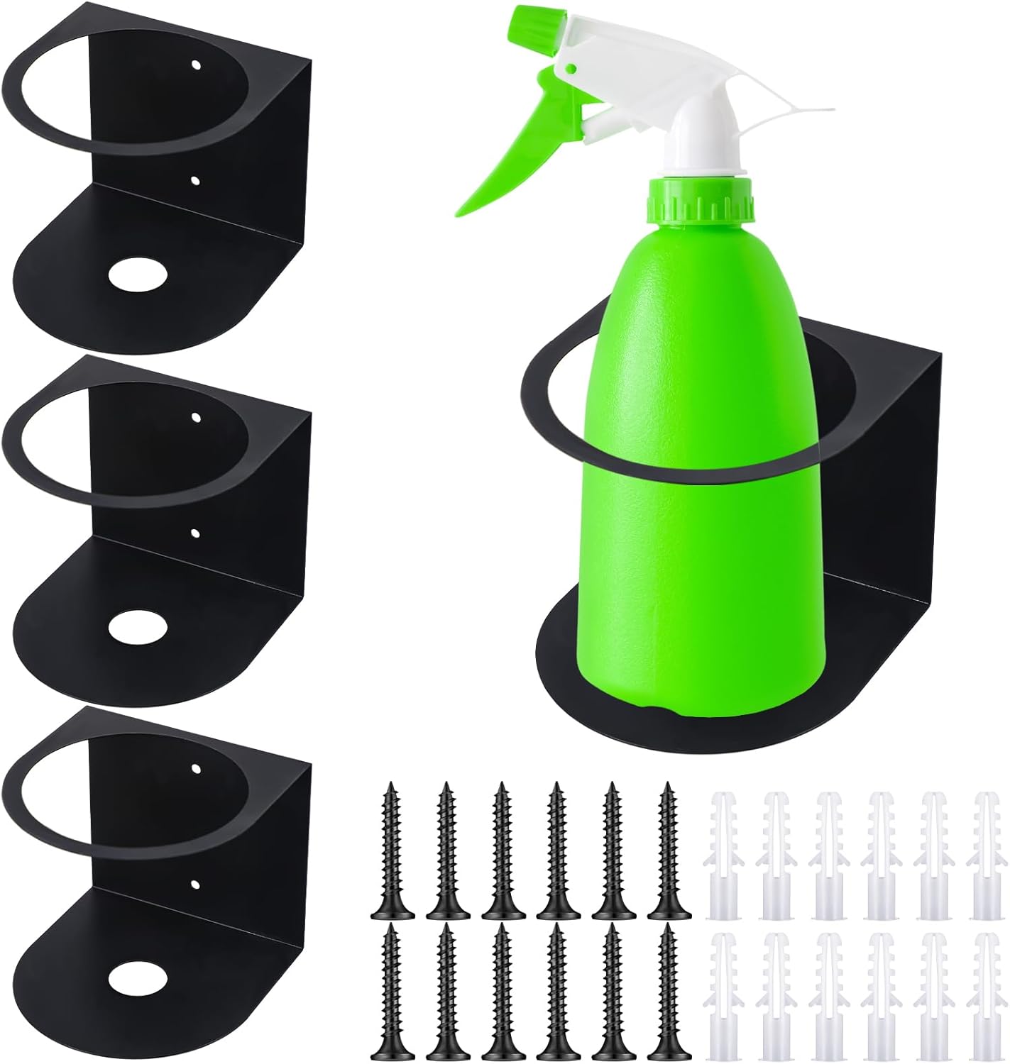 4er-set Sprühflaschenhalter, Edelstahl, Schwarz, Wandmontage, Für Garage Und Zuhause