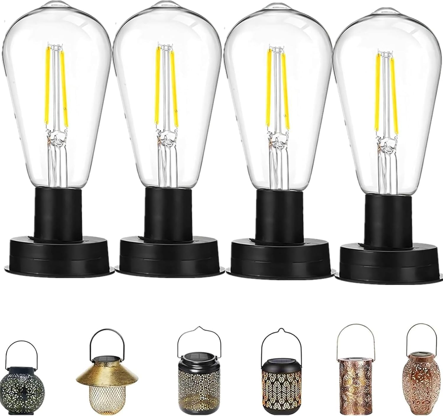 4er-set Solarlampen, Kunststoff, 600 Mah, Wolfram, 2800 K, Garten/balkon - 4er-set Solarlampen, Kunststoff, 600 Mah, Wolfram, 2800 K, Garten/balkon