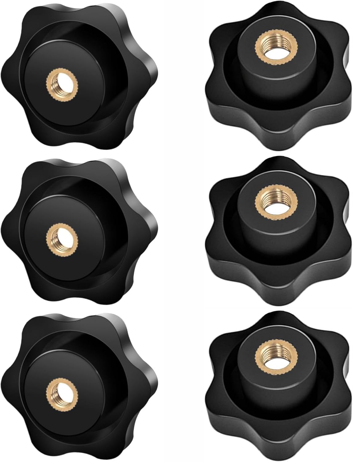 6 Stück - Rändelmutter - Griffschraube - M6 Gewinde - Mechanik Und Möbel - Schwarz - 32 Mm