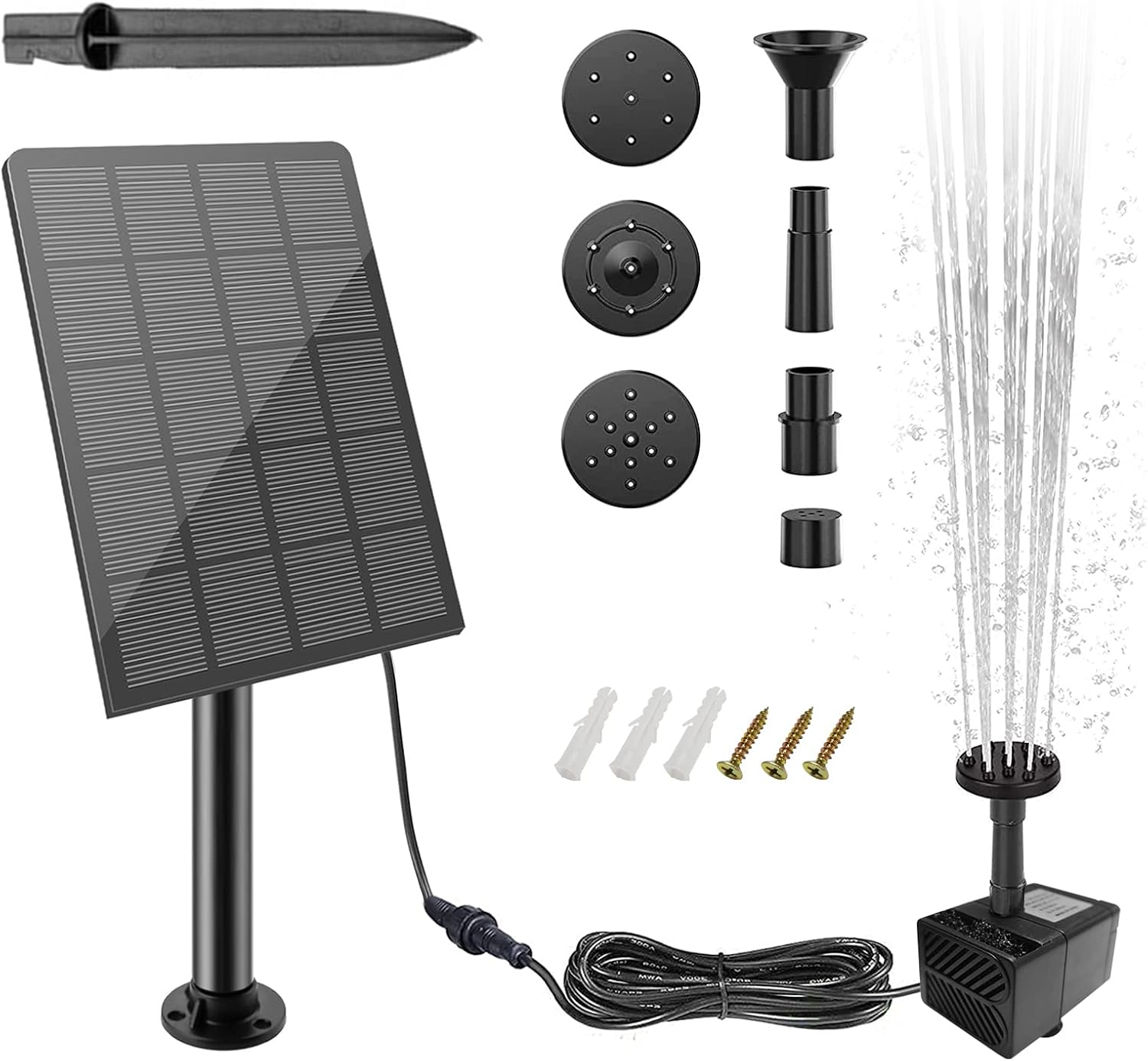 Solar-gartenbrunnen, Solar-brunnenpumpe, Brunnen Für Zierteiche, Solar-wasserpumpe Für Brunnen, Mit 4 Düsen, F