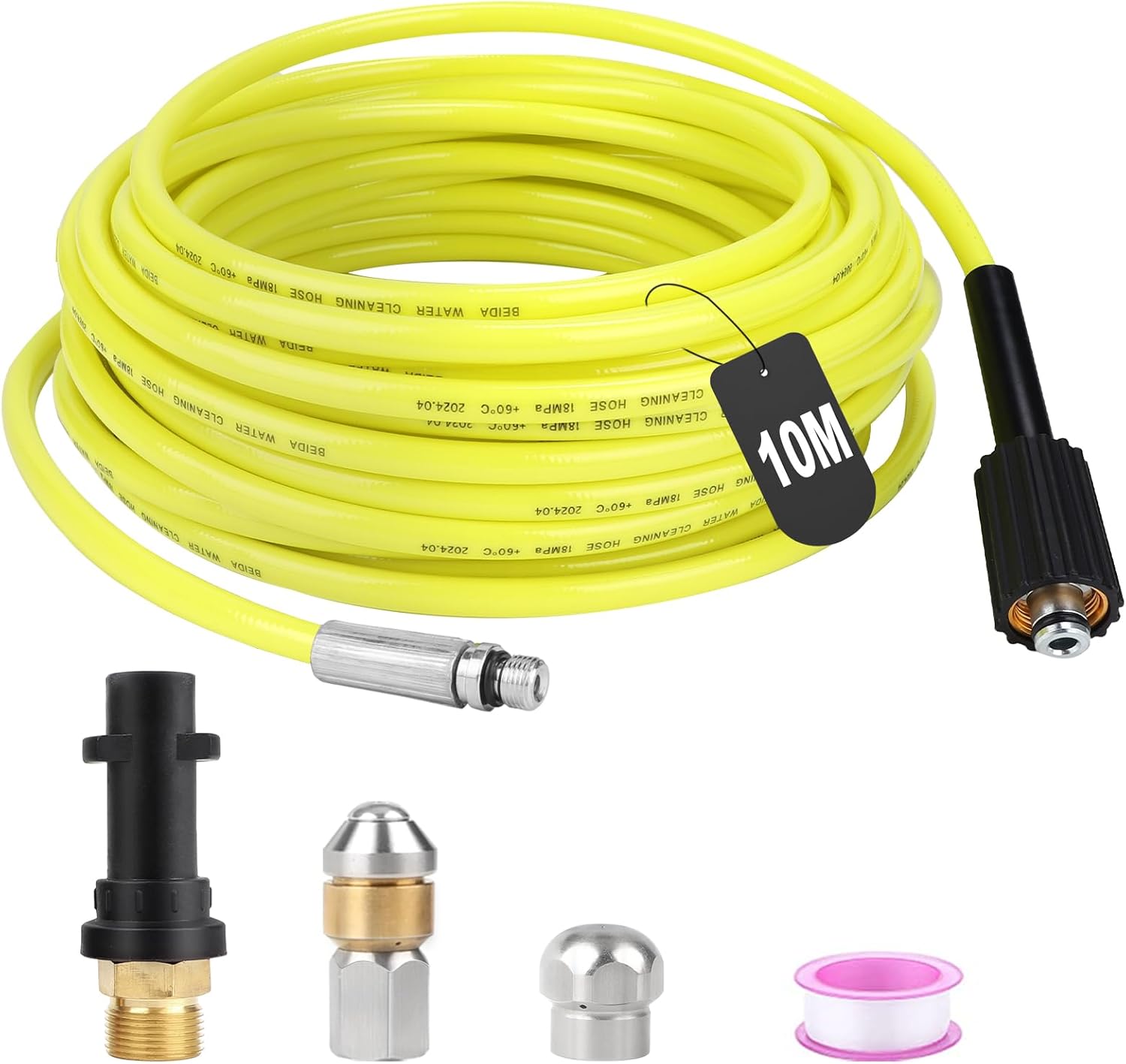 15 M Langer 180-bar-hochdruckreinigungsschlauch, Flexible Abflussreinigungsspirale Mit 2