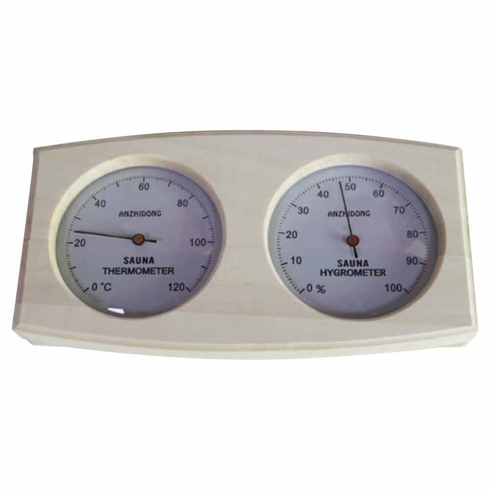 Dieses 2-in-1-thermometer Und Hygrometer Aus Holz Ist Ideal Für Saunen Und Schlafzimmer. Es Funktioniert Ohne Batterien Und Zeigt Eine Simulierte Temperatur An.