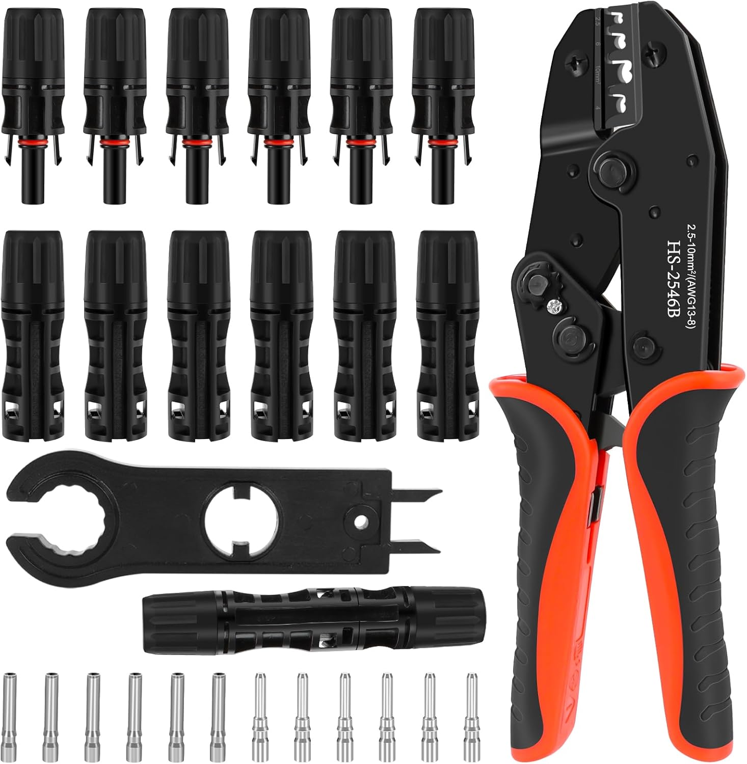 Solar-crimpwerkzeug-set, Crimpzange Für 2,5–10 Mm² Kabel, 6 Paar 10 Mm² Kabelverbinder, 6 Paar Stecker/buchsen
