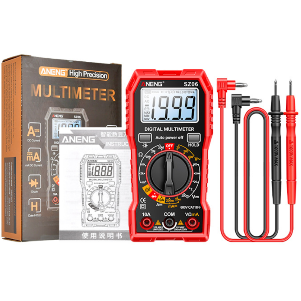 Aneng Digitalmultimeter: Misst Wechsel- Und Gleichspannung, Gleichstrom Und Verfügt Über Ein Ohmmeter Und Ein Amperemeter. Professionelles Multimeter