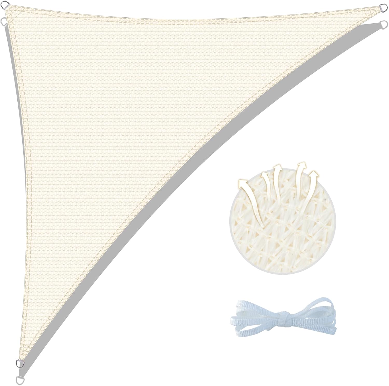 Voile D'Ombrage Triangle 5x5x7m Atmungsaktives Hdpe-toile Ombrage Uv-schutz Für Patio Balcon Jardin Terrasse Extérieur-creme