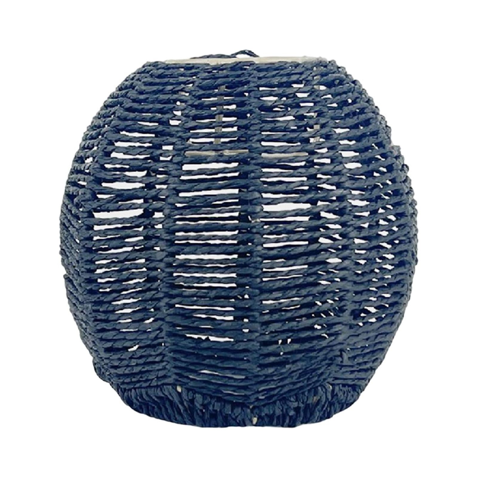 Runde Blaue Pendelleuchte Aus Geflochtenem Rattan Im Bohème-stil - Runde Blaue Pendelleuchte Aus Geflochtenem Rattan Im Bohème-stil