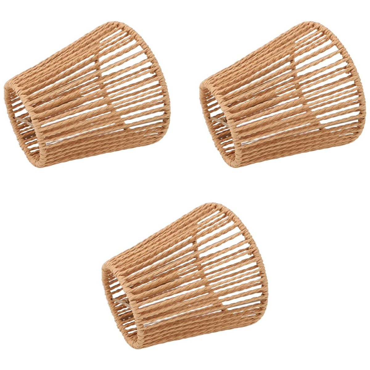 Handgewebter Lampenschirm - Surenhap - 3-teilig - Braun - E14 - Schicke Eleganz