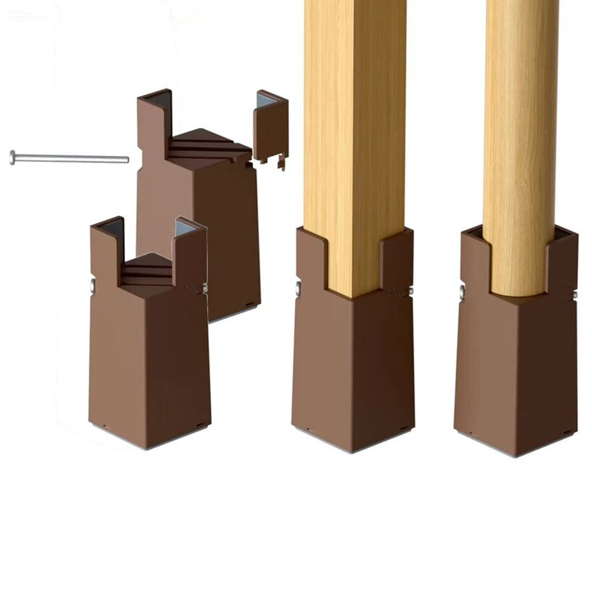 Verstellbare Bettfüße (22–42 Mm), Möbelfüße (10 Cm) Für Stuhl-, Tisch- Und Sofabeine Mit Schraubklemme, Braun