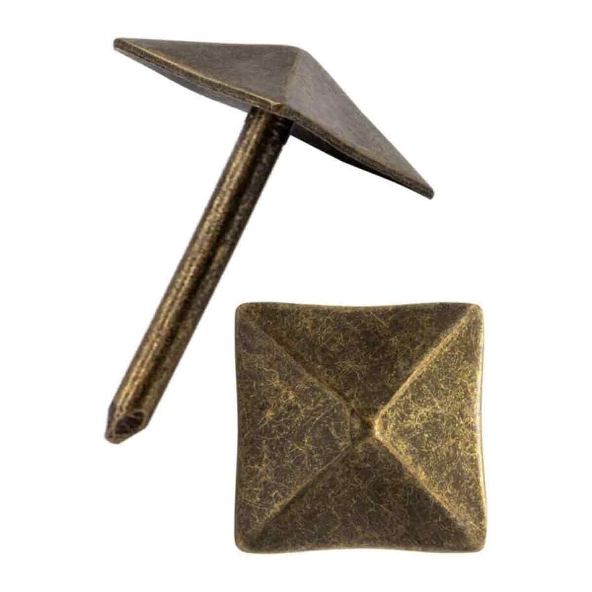 Set Mit 50 Ziernägeln Aus Gealtertem Bronzemessing, 12 X 12 Mm - Set Mit 50 Ziernägeln Aus Gealtertem Bronzemessing, 12 X 12 Mm