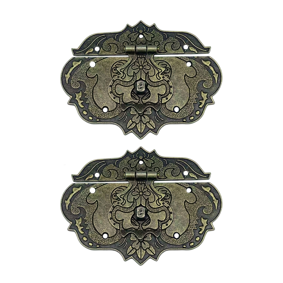 Set Aus 2 Befestigungselementen Im Antik-stil Aus Bronze Und Eisen, Möbelverschlüsse, Beschläge Für Gardinenschlösser, Truhen Und Kisten, Schieber
