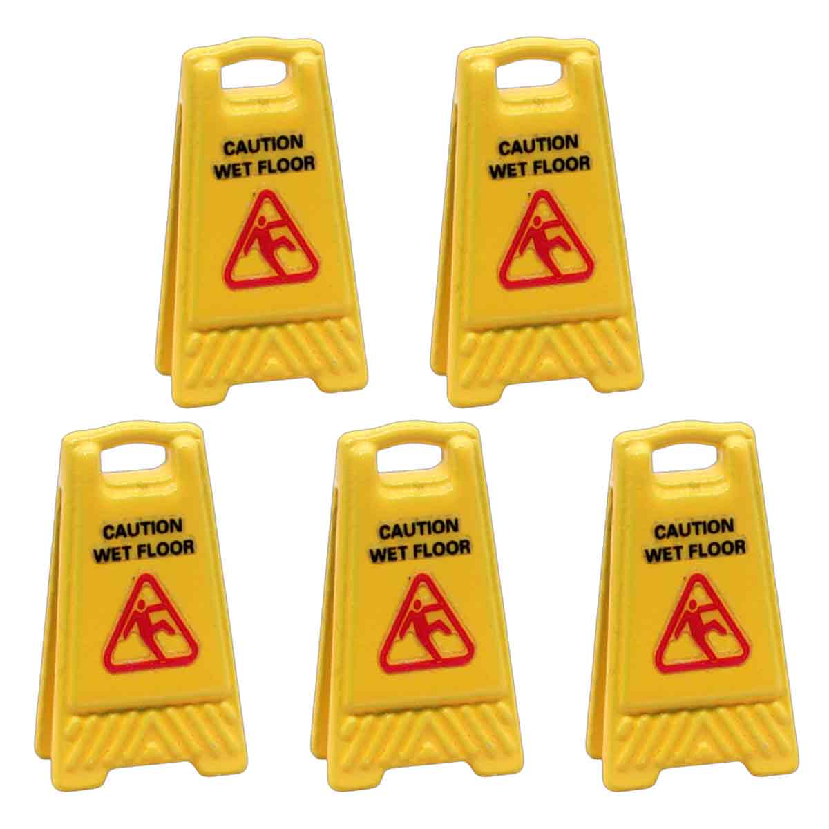 Set Mit 5 Warnschildern „vorsicht: Nasser Boden“, 2,6 Cm Hoch, Leuchtend Gelb, Beidseitig Bedruckt, Faltbar, A-förmig. Schild Verschieben…