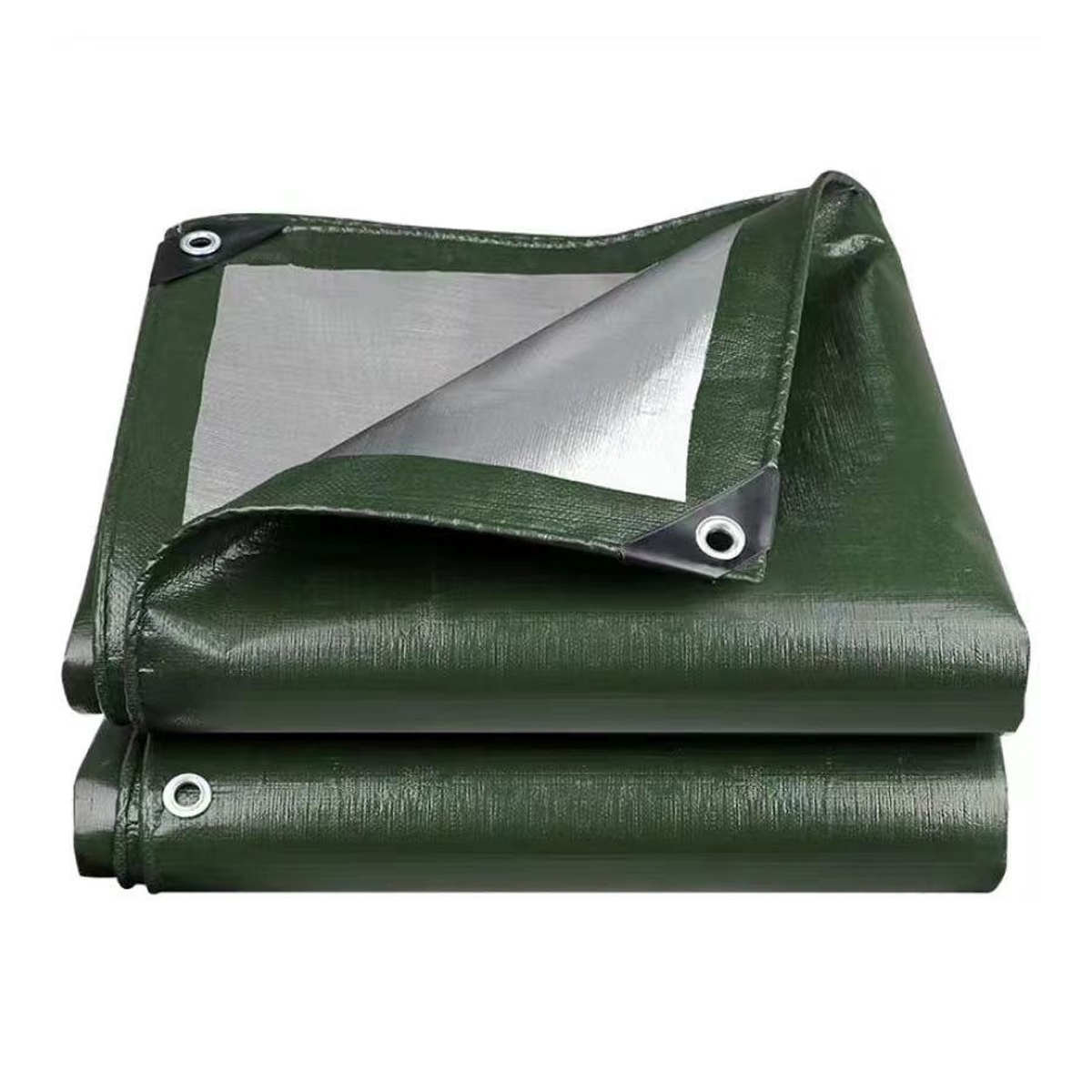 X 6 M Große, Militärgrüne Und Silberne Plane, 130 G/m² Wasserdichtes Pe-gewebe Mit Ösen, Für Garten Und Camping