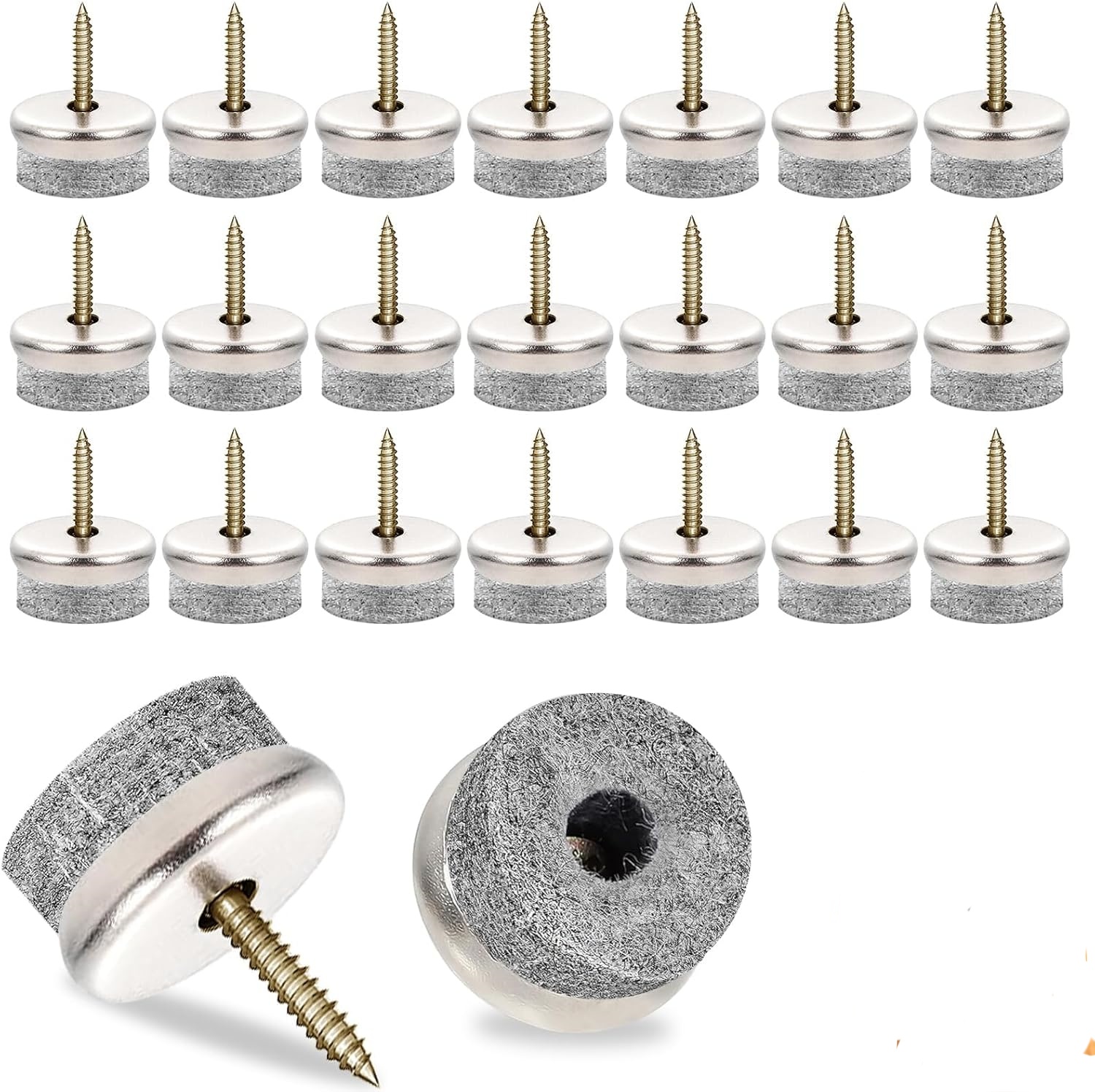 50 Stück Stuhlgleiter – Filzgleiter – Bodenschutz, Geräuschdämpfung Mit Schrauben – Für Möbel, Stühle, Sofas – Grau – 22 Mm