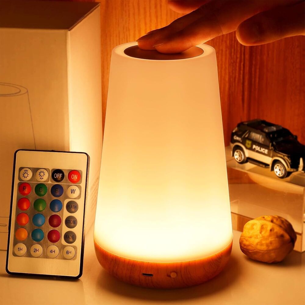 Tischleuchte In Holzoptik Mit Touch-fernbedienung - Tischleuchte In Holzoptik Mit Touch-fernbedienung