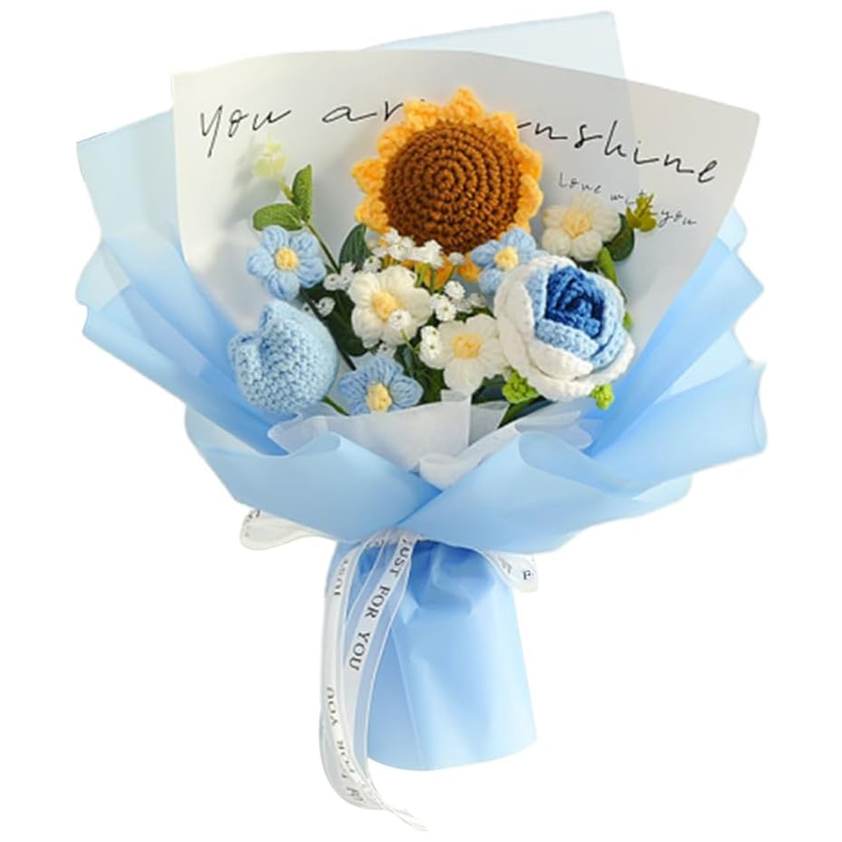 Flamer Fertiger Häkelblumenstrauß, Blauer Häkelblumenstrauß - Flamer Fertiger Häkelblumenstrauß, Blauer Häkelblumenstrauß