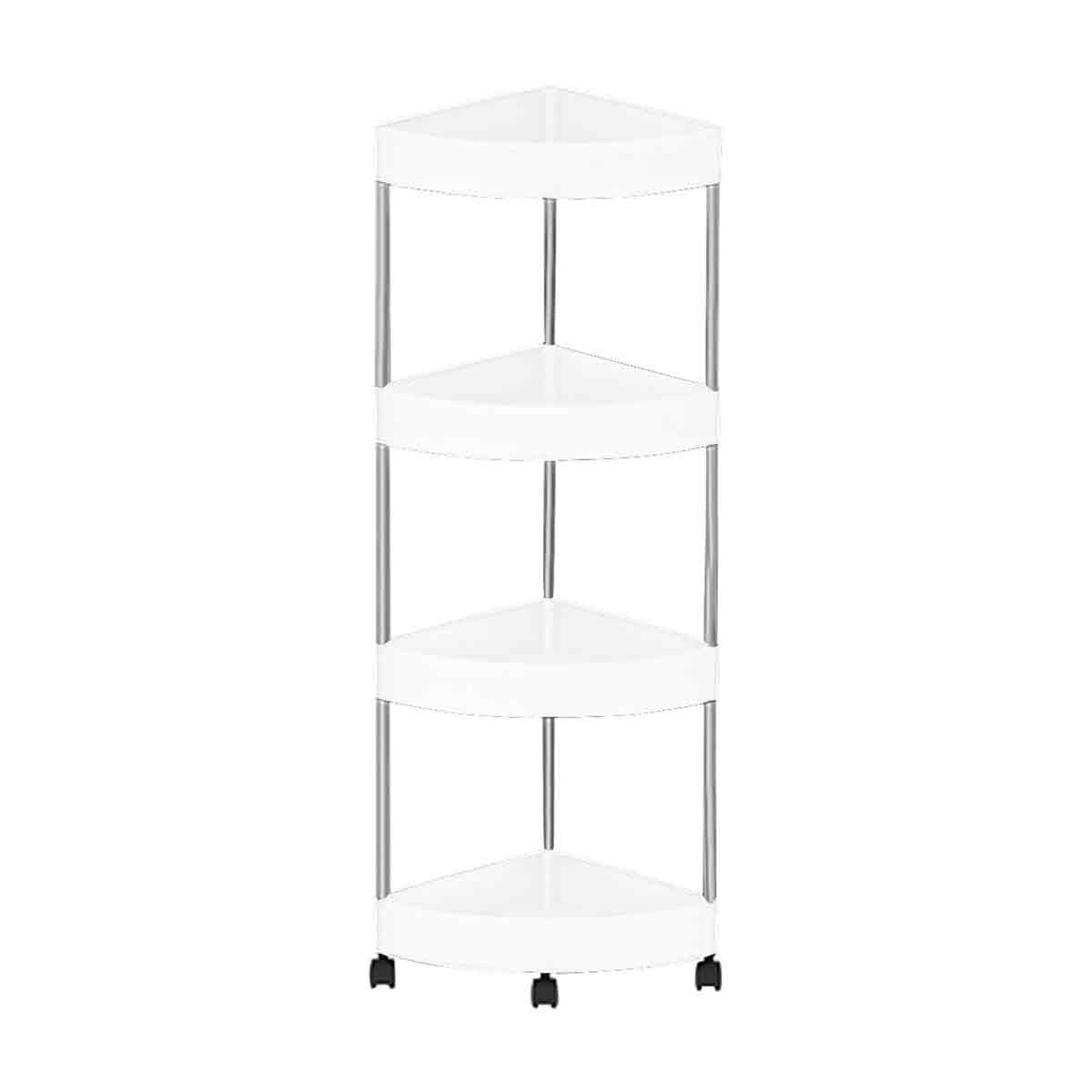 Nhthy Eckregal Mit Abnehmbaren Rollen Und Abflusslöchern, Platzsparendes 4-stufiges Design, Edelstahl Und Kunststoff