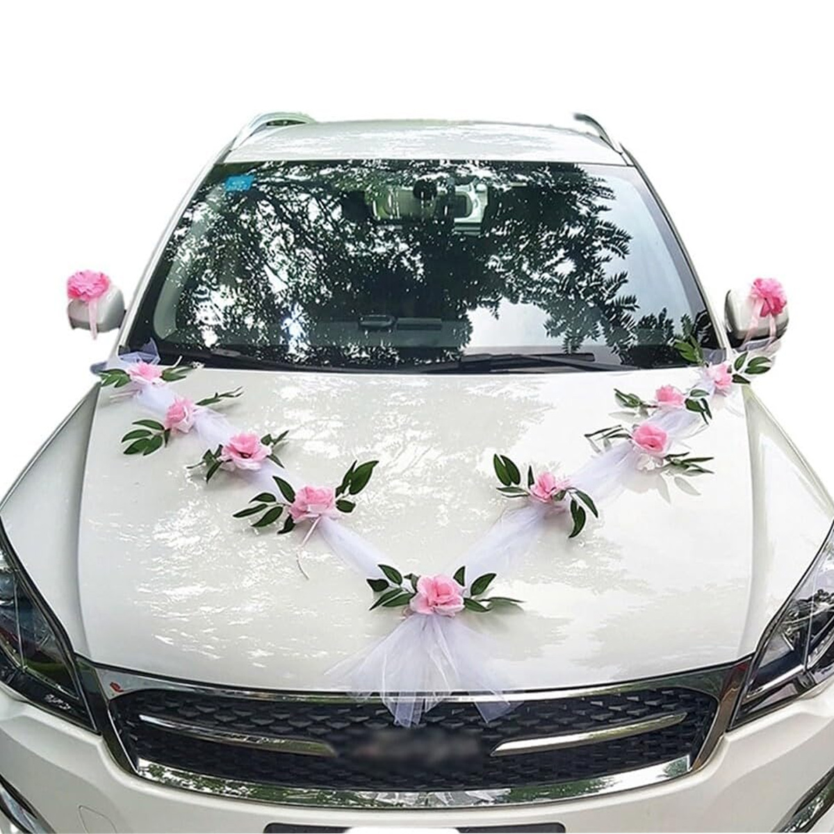 Dekorationsband – Hochzeit – Auto – Kunstblumen – 1,6 M – Rosa Und Weiß - Dekorationsband – Hochzeit – Auto – Kunstblumen – 1,6 M – Rosa Und Weiß