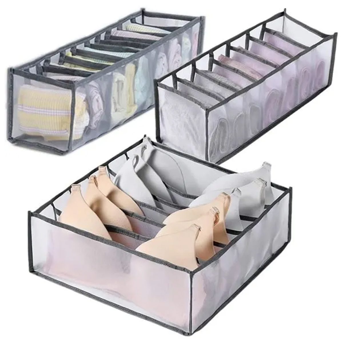 Waschbare Aufbewahrungsbox Für Unterwäsche, Schubladeneinteiler, Faltbar, 3-teilig (t)