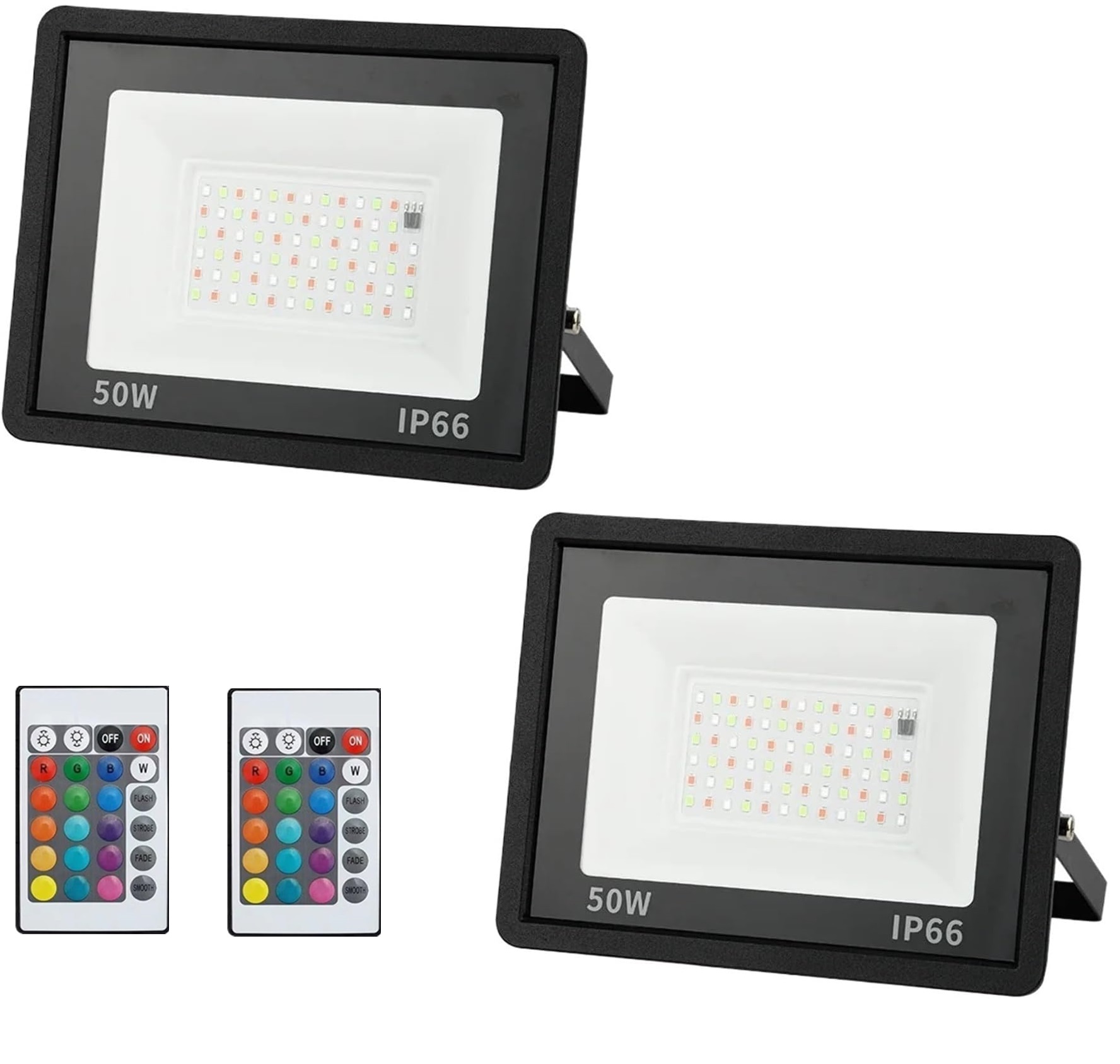 Stück Led-flutlicht, Rgb 50w Led-flutlicht, Ip68 Wasserdicht, Außenbeleuchtung Für Garten, Hof, Garage Usw.