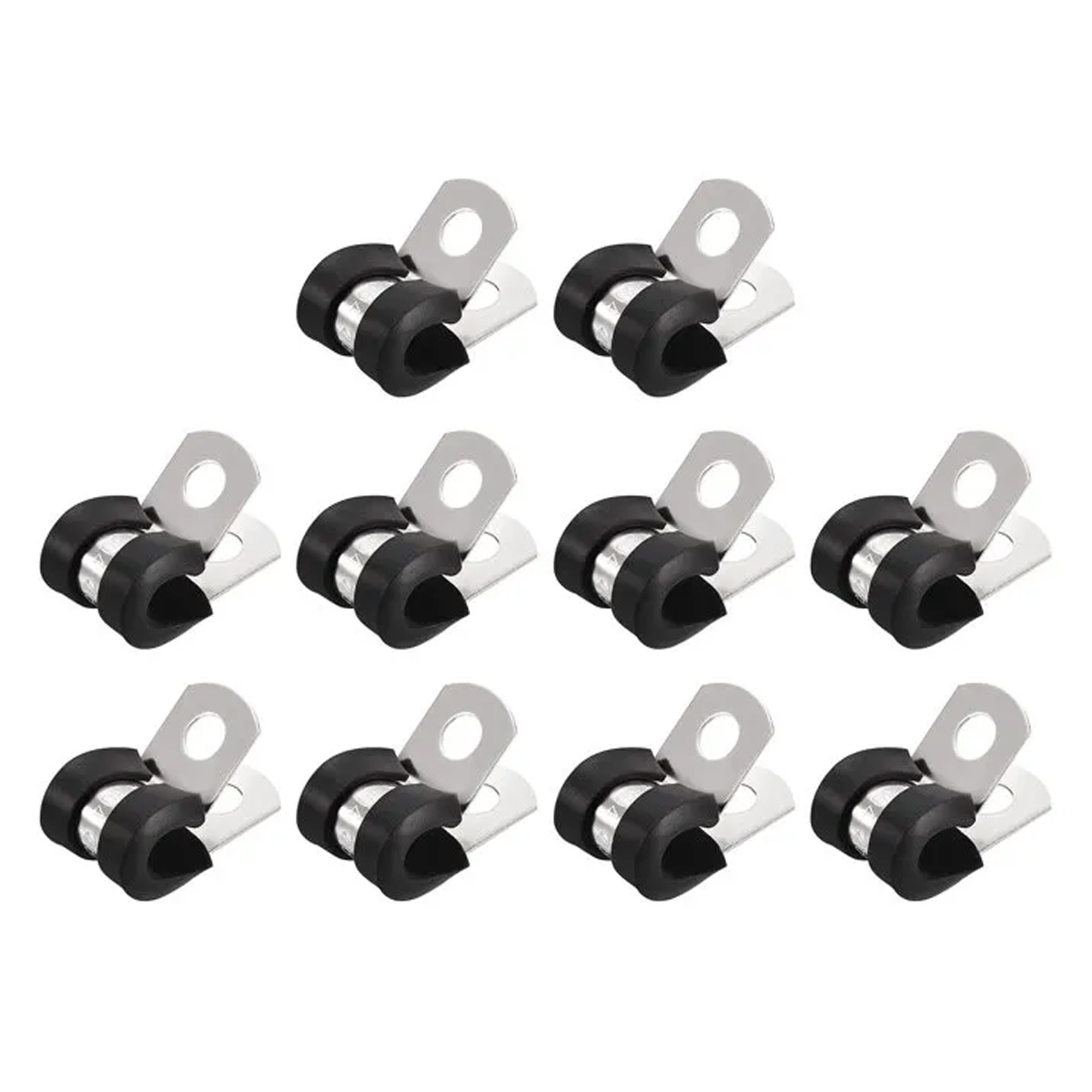 Sourcing Map 20-teiliges Set 6 Mm Schlauchschellen Aus Edelstahl 304 Mit Gepolsterter, Isolierender Gummierung, Starrer Maschengurtclip Zur Befestigung Von Rohren Und Schläuchen