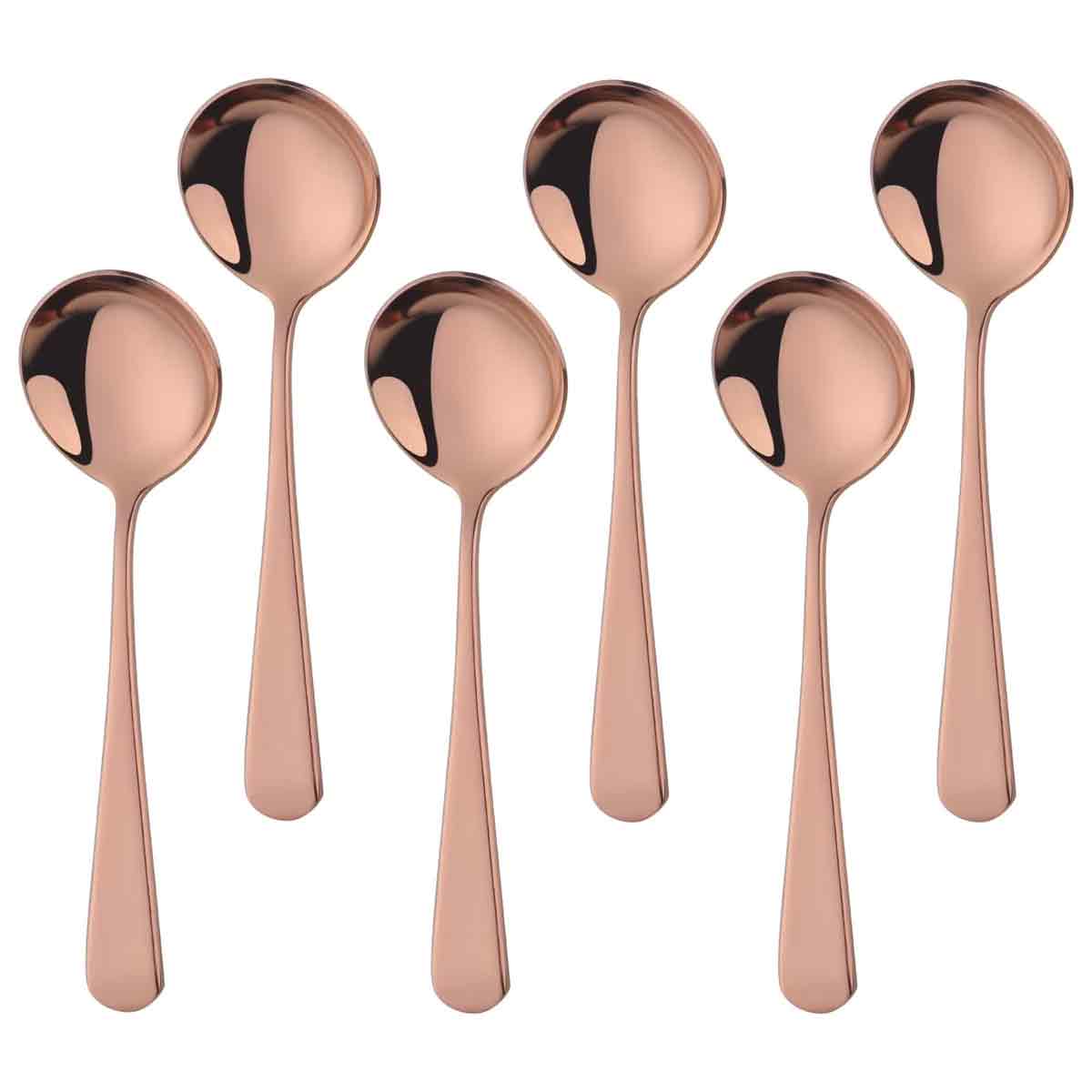 Set Mit 6 Runden Edelstahl-suppenlöffeln, Dessertlöffeln, 16 Cm Langen Edelstahl-löffeln Für Porridge Usw.