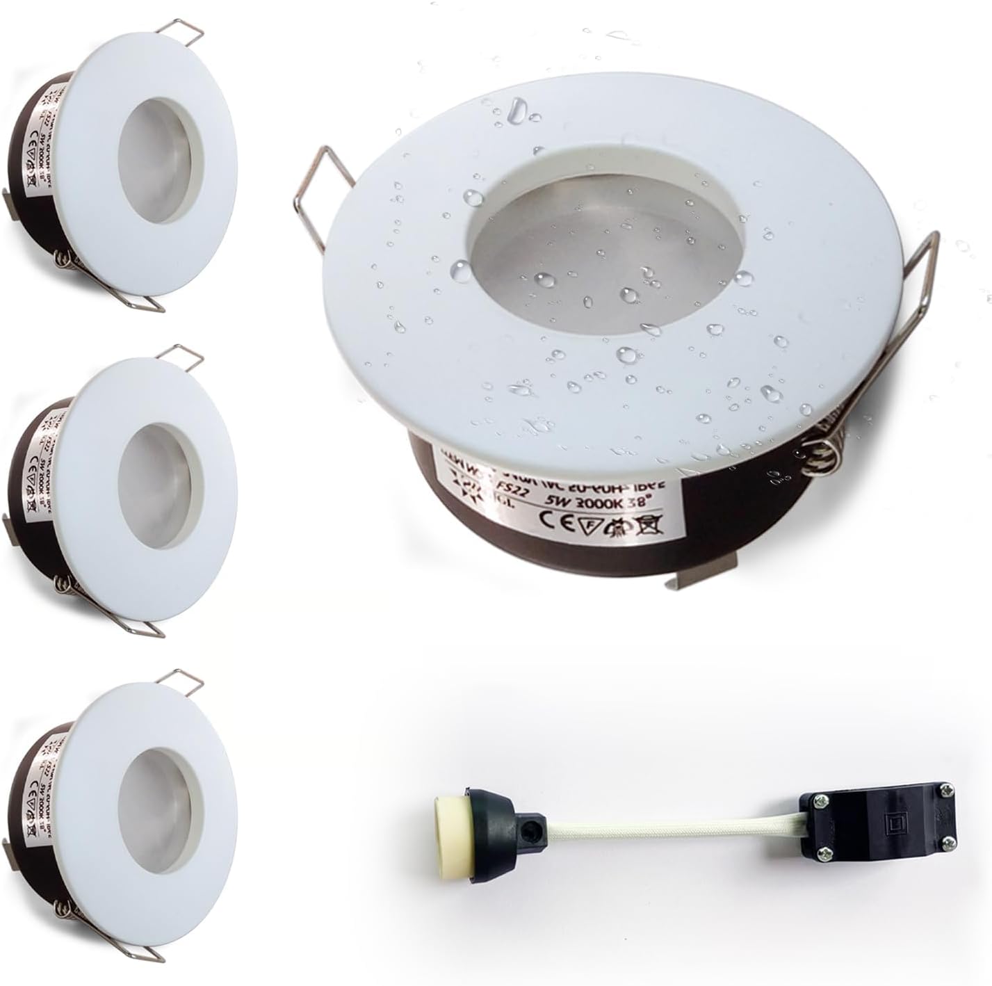 Set Mit 4 Gu10 Ip65 Einbaustrahlern Aus Aluminium Für Bad, Küche Und Decke - Set Mit 4 Gu10 Ip65 Einbaustrahlern Aus Aluminium Für Bad, Küche Und Decke