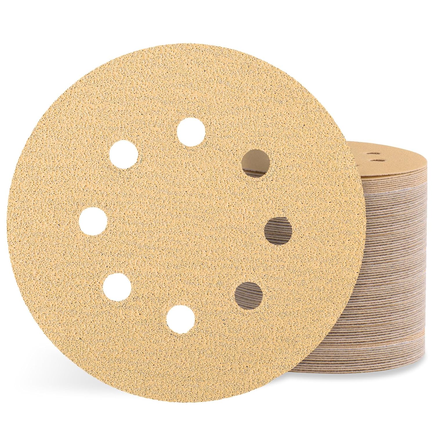Packung Mit 100 Schleifscheiben (125 Mm, Körnung 80), 8 Löcher Für Exzenterschleifer, Geeignet Für Holz, Metall Und Lack