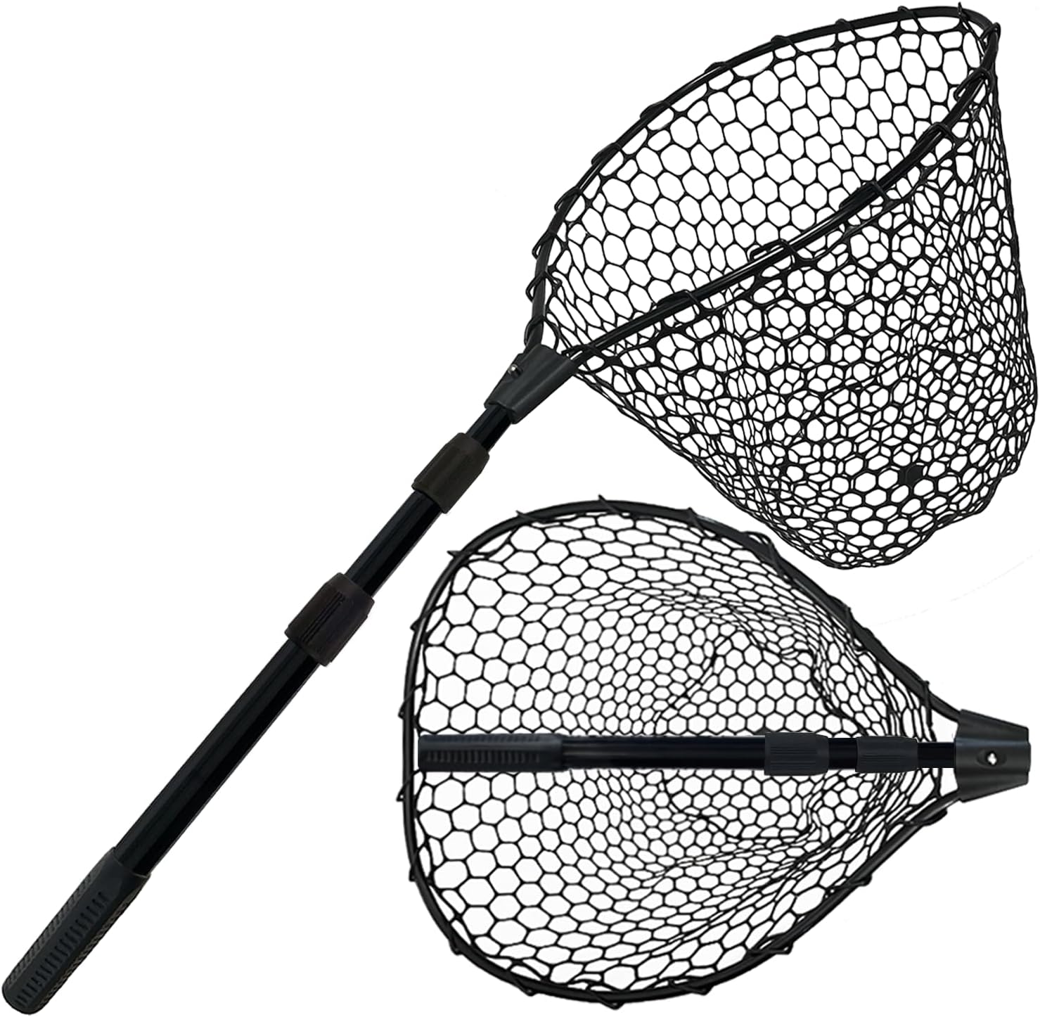 Teleskopierbarer Gummikescher Mit Griff, 162 Cm/117 Cm Lang, Aus Silikon, Zum Angeln Vom Kajak, Teich Oder Meer.