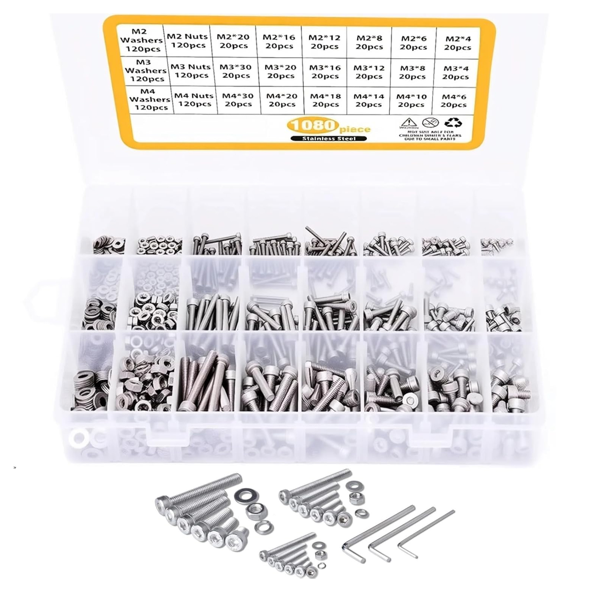 Sortimentssatz Für Maschinenschrauben Aus Edelstahl 304 (1080 Stück) - Sortimentssatz Für Maschinenschrauben Aus Edelstahl 304 (1080 Stück)