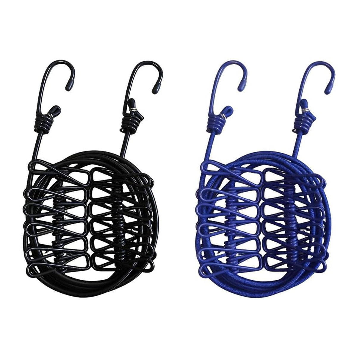 Wäscheleine, Elastisch, Metall, 180–300 Cm, 12 Klammern, Für Drinnen Und Draußen, Camping