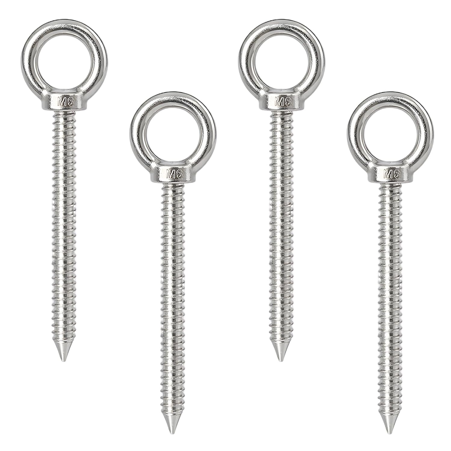 Satz Von 4 M8 X 80 Mm Einschraub-ösenbolzen Aus Edelstahl 304, Robuste Ösenhaken Mit Selbstschneidendem Gewinde, Für Hängematten Usw.