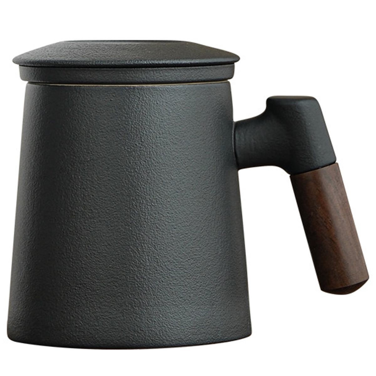 Matte Keramik-teetasse, 400 Ml, Holzgriff, Teesieb, Handglasiert - Matte Keramik-teetasse, 400 Ml, Holzgriff, Teesieb, Handglasiert
