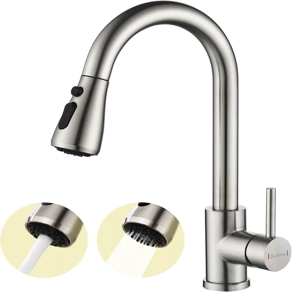 Ausziehbare Küchenarmatur, Hochdruck-küchenarmatur Mit Ausziehbarem Brausekopf, 3-funktions-küchenmischer, Drehbar