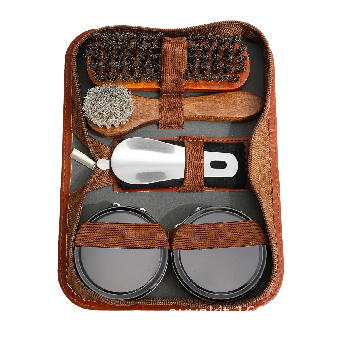 Tragbares Rosshaar-lederpflegeset (7-teilig), Schaföl, Bürste, Reinigungs- Und Pflegeöl (schwarz Und