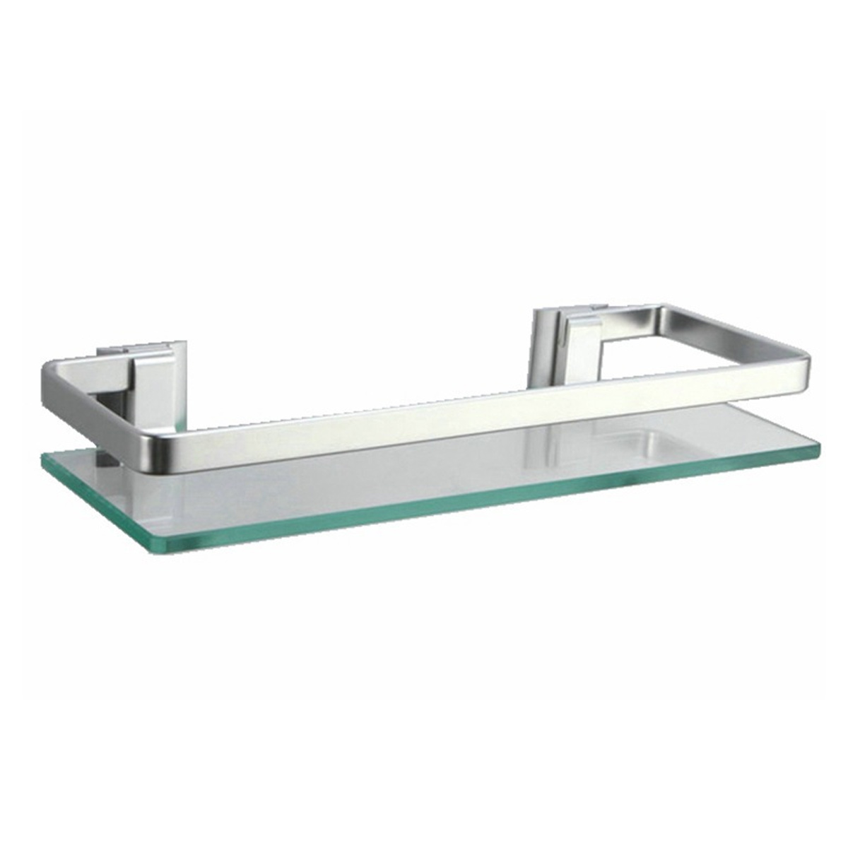 Rechteckiges Badezimmerregal Aus Glas Und Aluminium, Wandmontage, 60 X 12 X 7 Cm