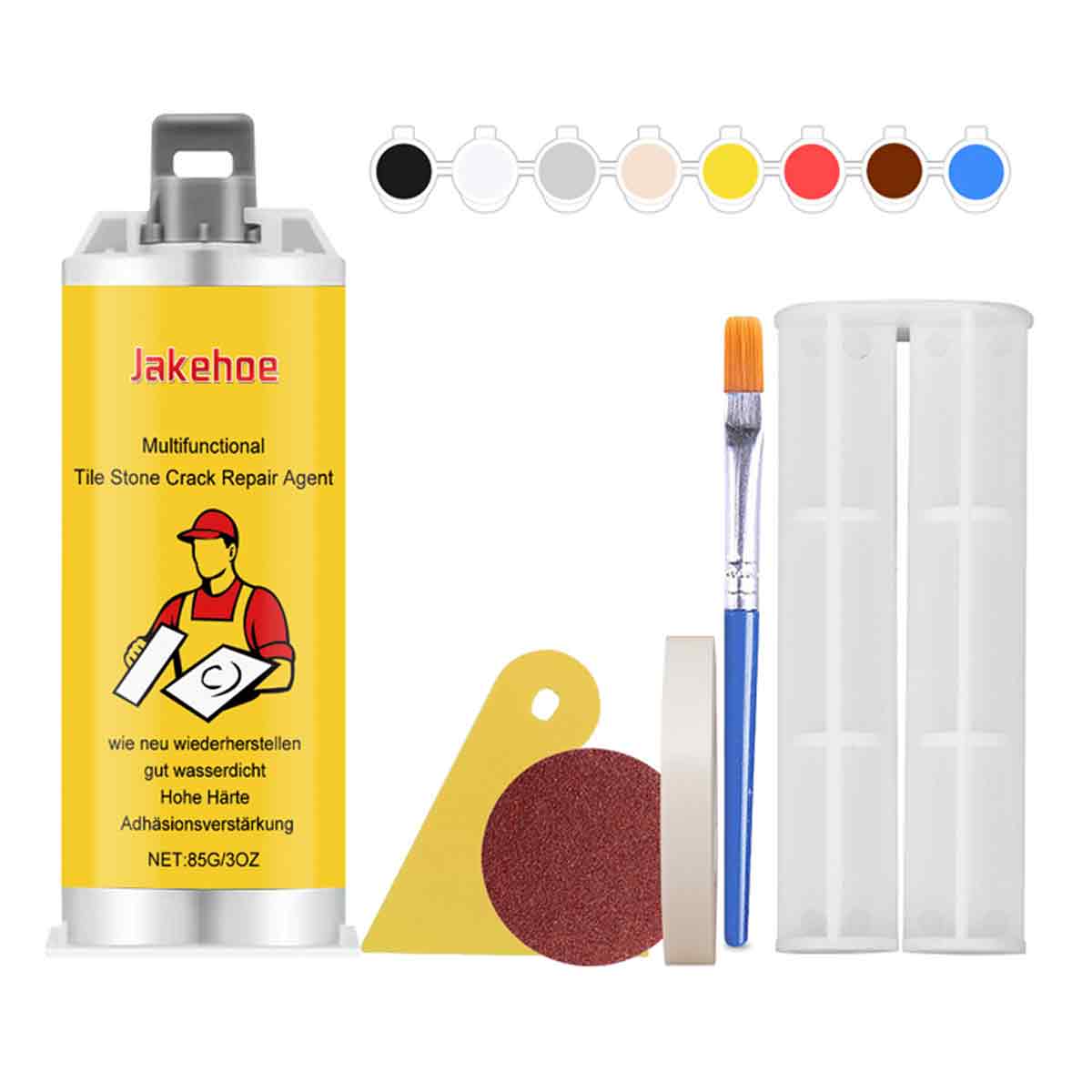 Fliesen- Und Steinrissreparaturset Mit 8 Farbpigmenten, 85 G, Schnelltrocknend, Langanhaltende Reparatur – C
