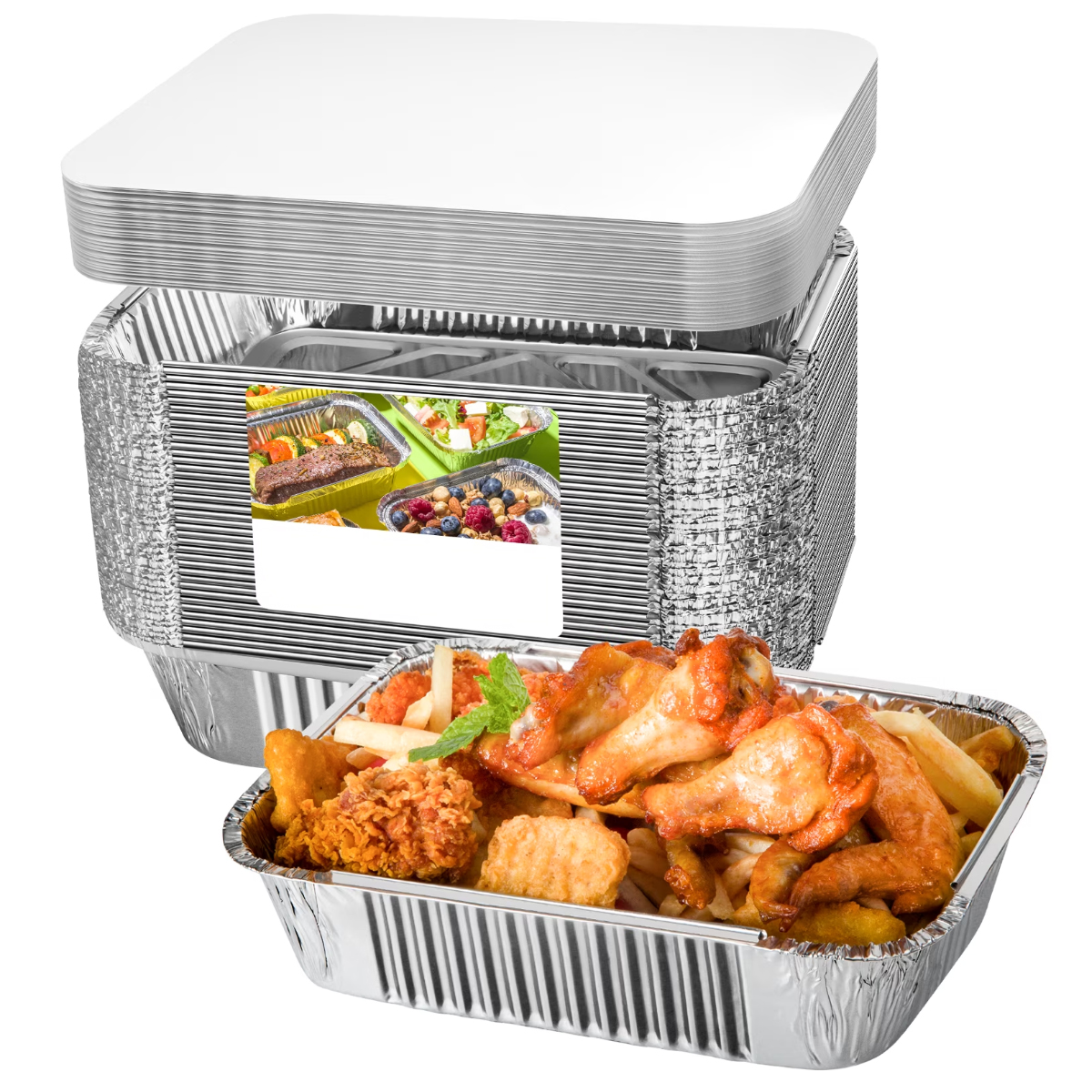 Einweg-aluminiumschalen (30er-packung) Mit Deckel – Tiefe Schalen Zum Dämpfen, Ideal Für
