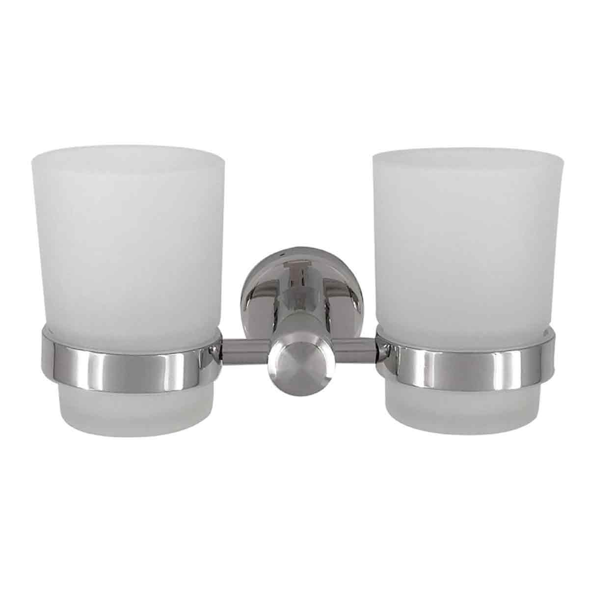 Wandmontierter Zahnbürstenhalter Aus Edelstahl Mit Milchglas (doppelt) - Wandmontierter Zahnbürstenhalter Aus Edelstahl Mit Milchglas (doppelt)