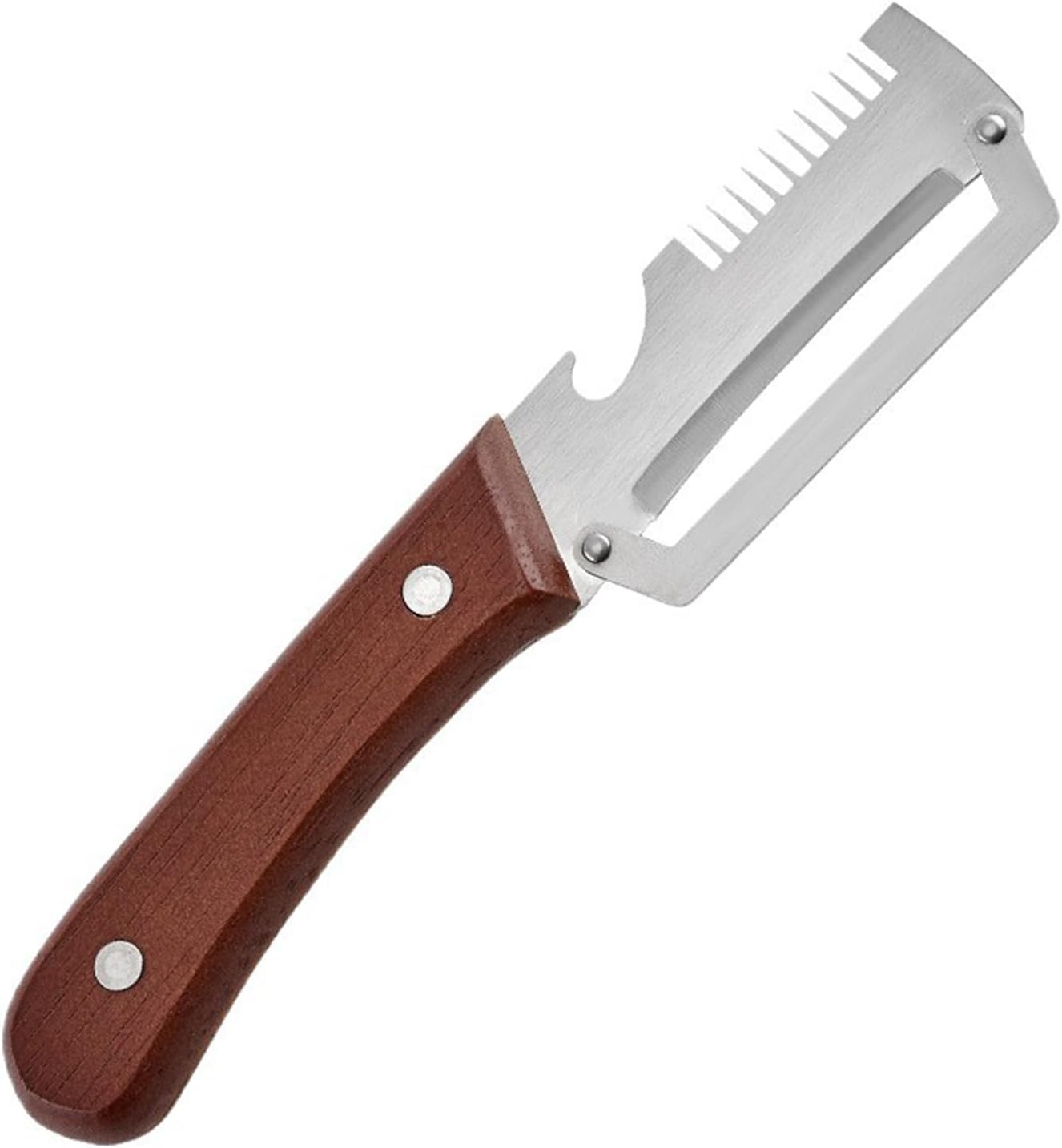 Sparschäler Aus Edelstahl Mit Rutschfestem Holzgriff Und Integriertem Flaschenöffner Für Den Täglichen Gebrauch In Der Küche