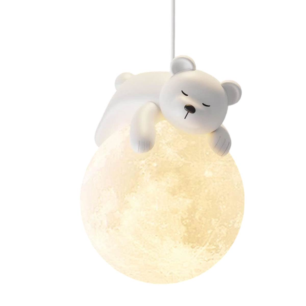 3d-kronleuchter Mit Bären-mond-/globus-motiv – Pendelleuchte Für Kinderzimmer, Nachttischlampe Für Jungen/mädchen