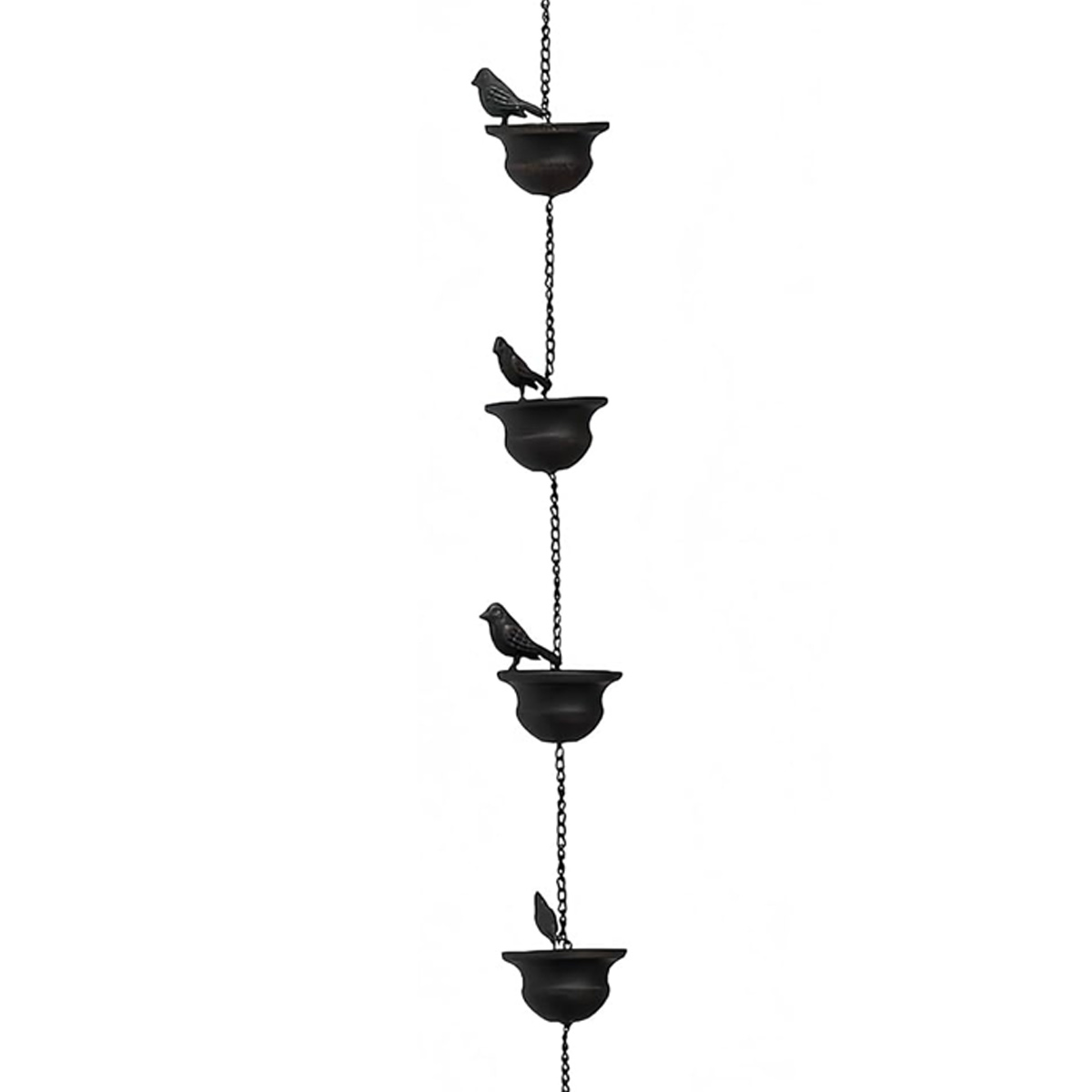 Regenkette, 2,38 M, Mit 5 Vogelhäuschen + Aufhänger, Leises Außenspielgerät, Ideal Für Balkone Und Veranden